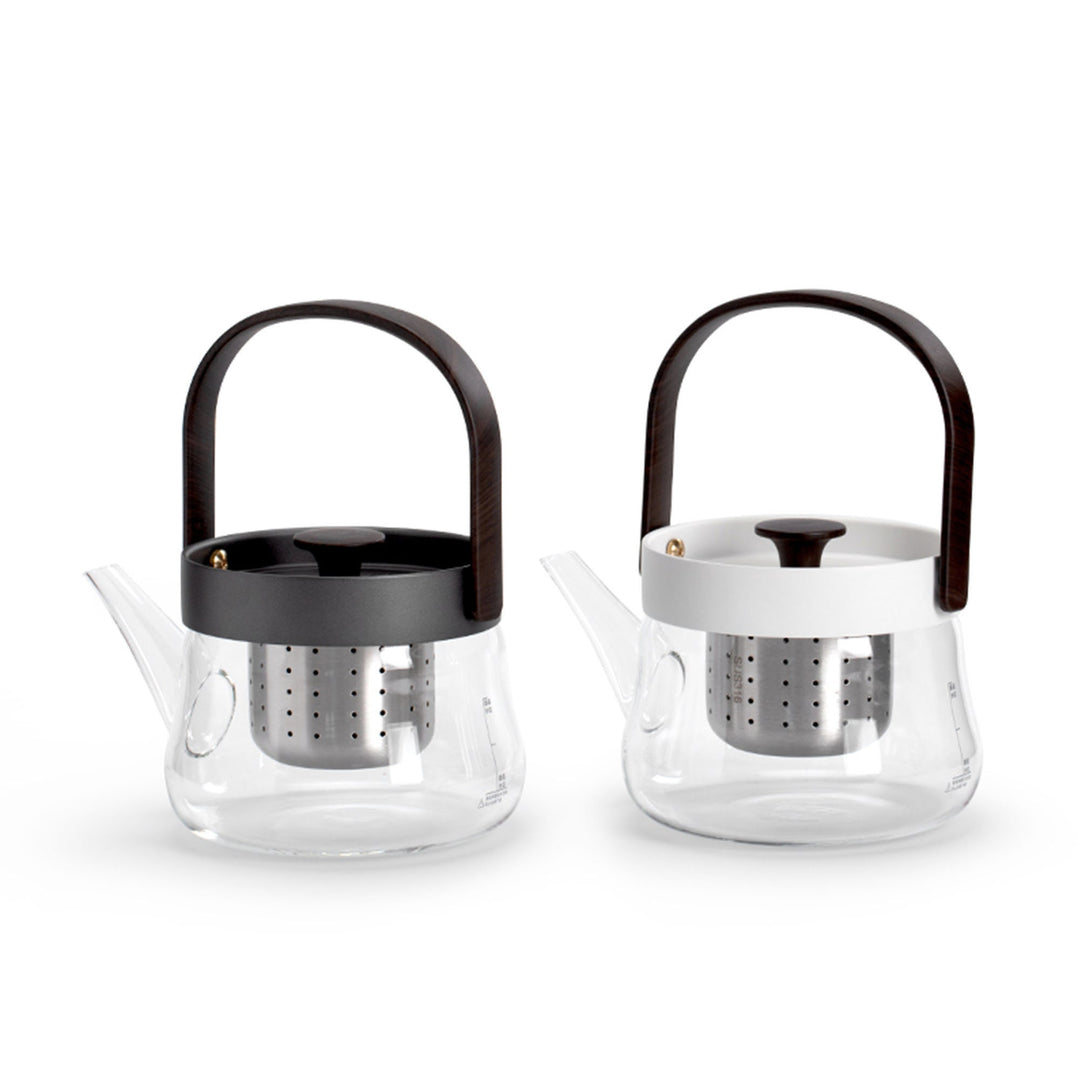 800ml/27oz Glass stove top Teapot | Minimal White/black summer tea kettle  | Housewarming gift