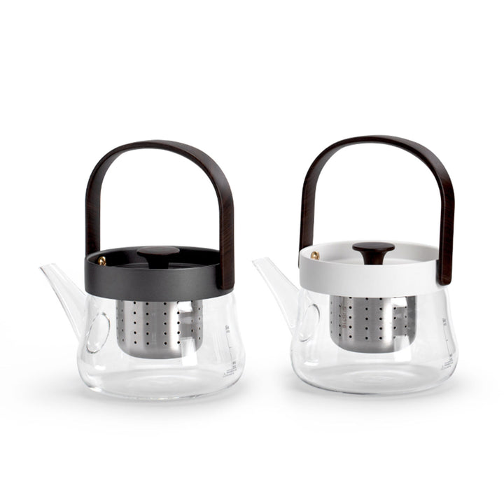 800ml/27oz Glass stove top Teapot | Minimal White/black summer tea kettle  | Housewarming gift