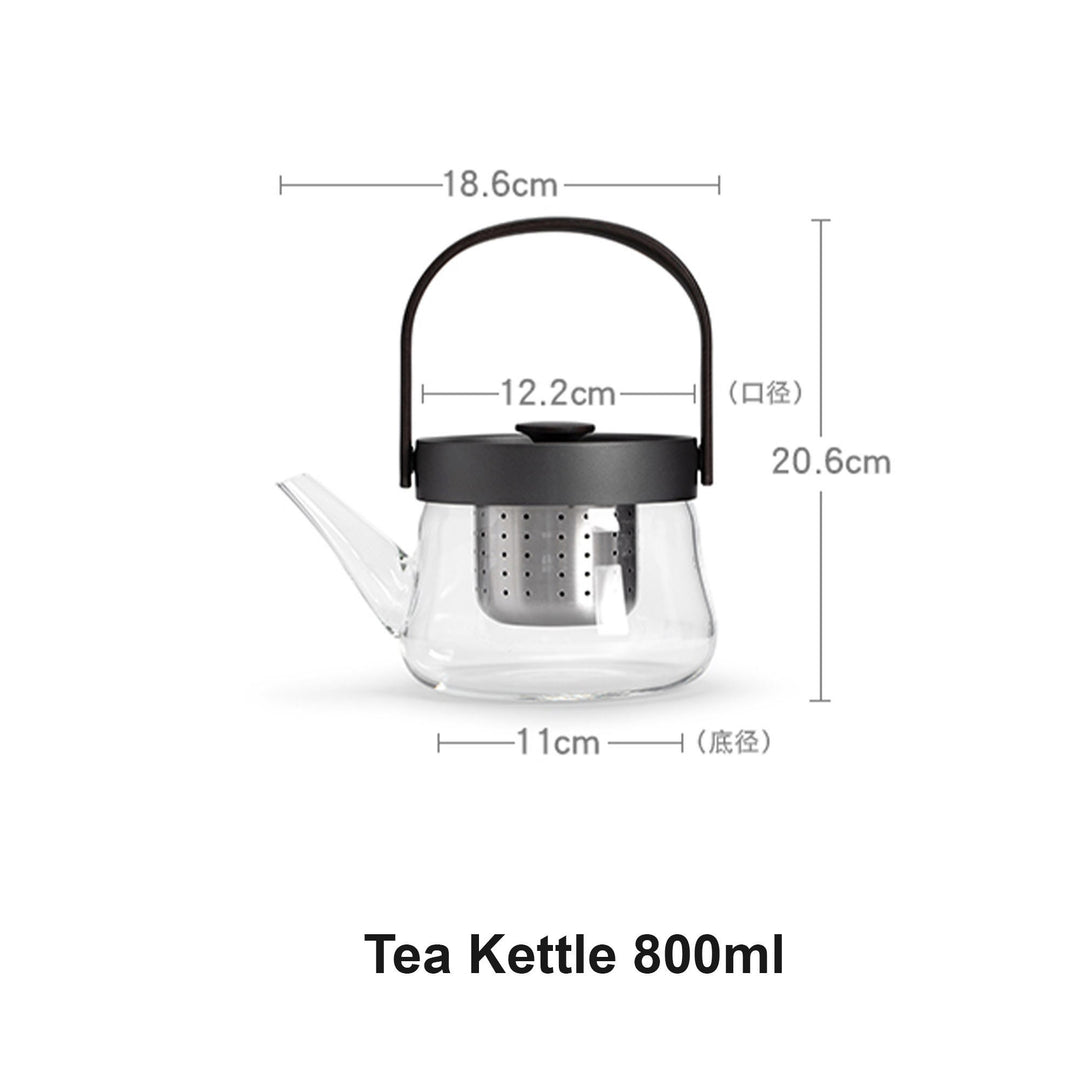 800ml/27oz Glass stove top Teapot | Minimal White/black summer tea kettle  | Housewarming gift