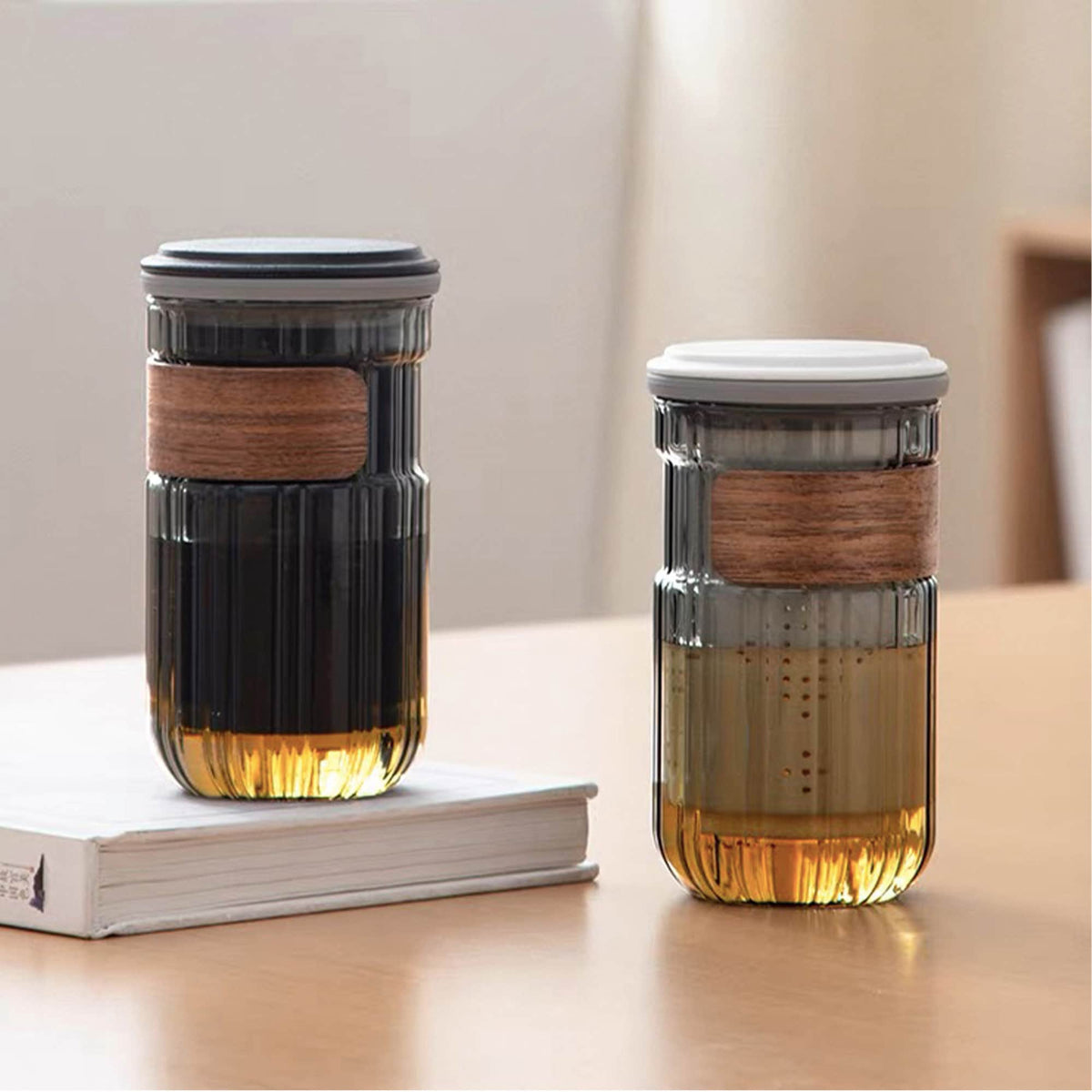 Personalized 11.5oz Glass mug with infuser and lid | Travel mug for one - Teaware Space
