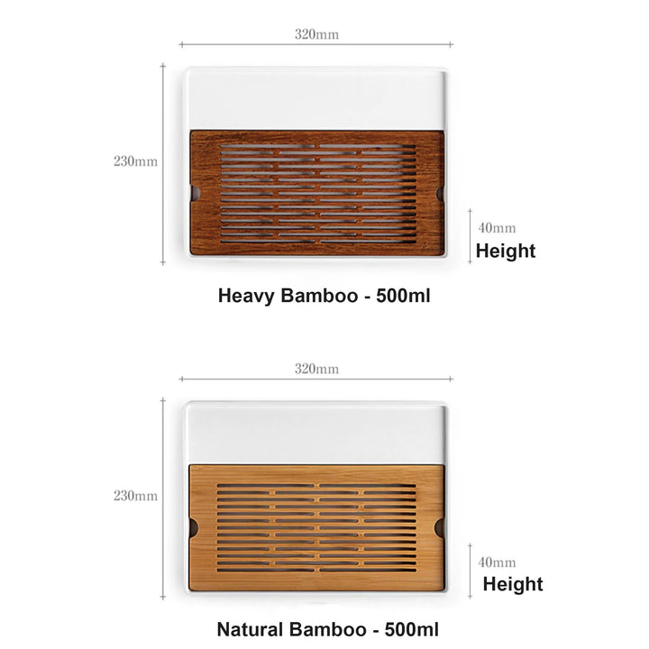 Plateau à thé confortable en bambou avec stockage d'eau | Plateau de service Gongfu | Outils de cérémonie du thé | Cadeau de pendaison de crémaillère