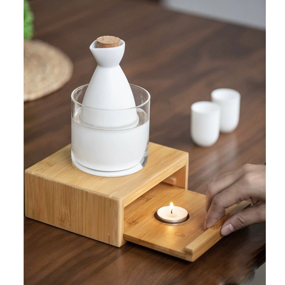 Heat Waves - Ice jade porcelain hot sake set - Teaware Space