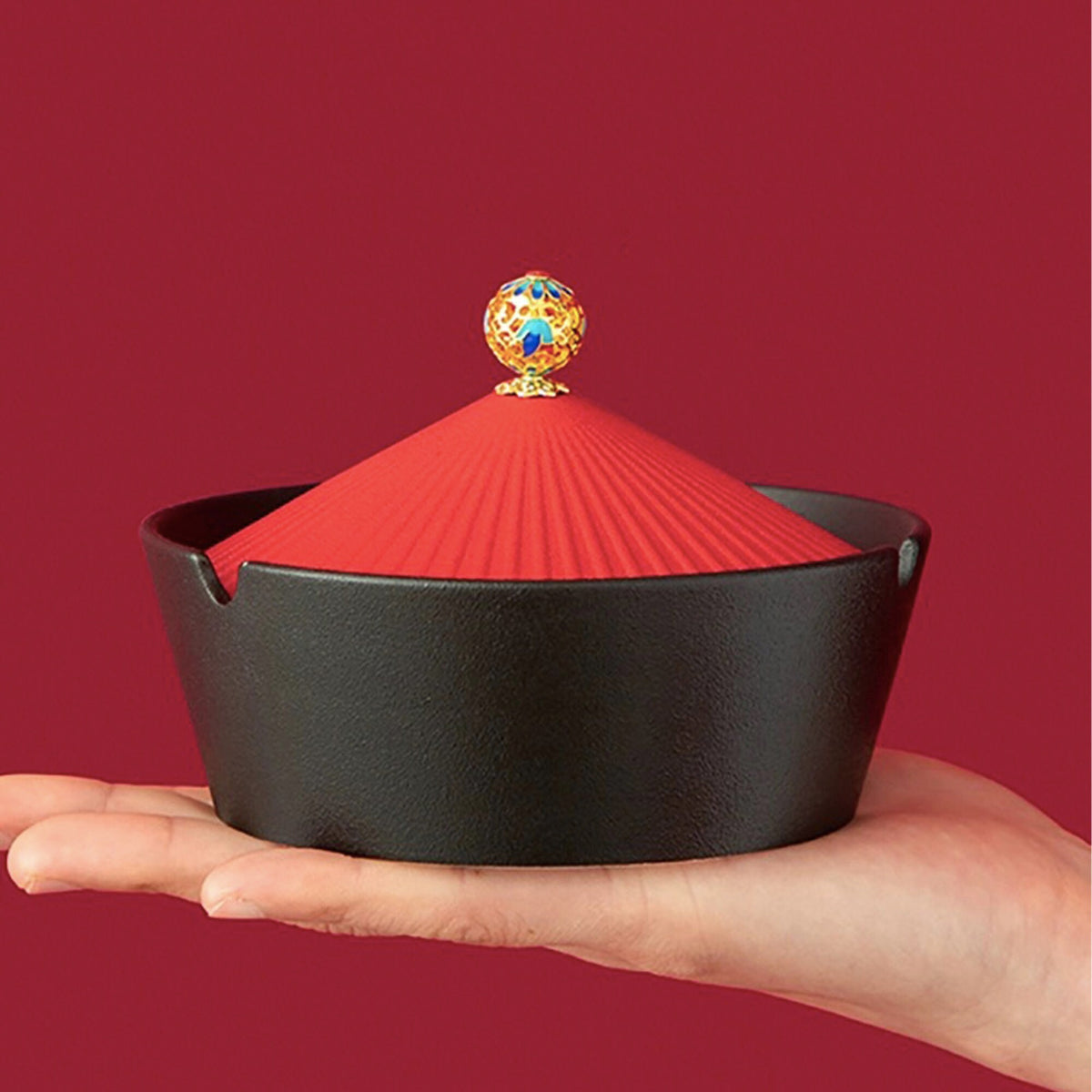 Personalized multifunction cigar ashtray/ incense holder with lid, Home/office decor, Gift for man - Teaware Space