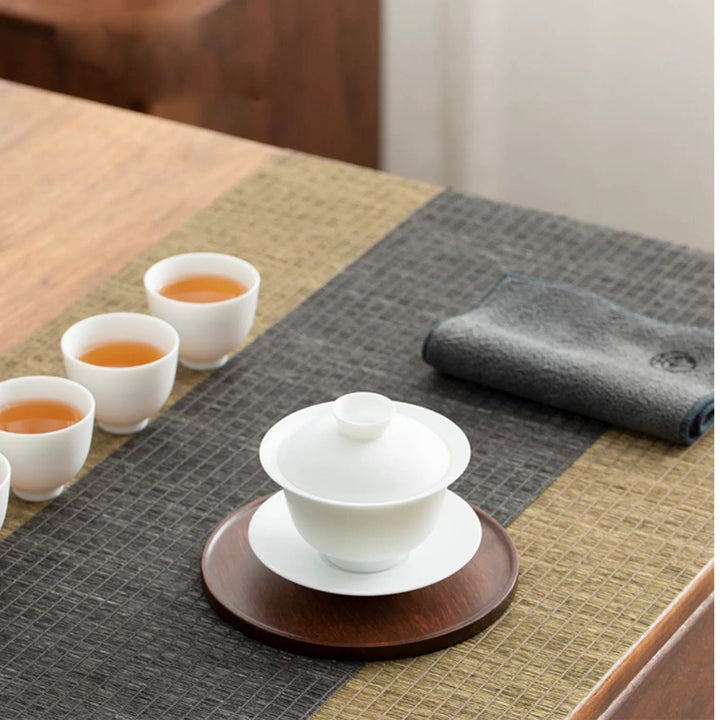 Suet jade Kungfu Gaiwan tea set