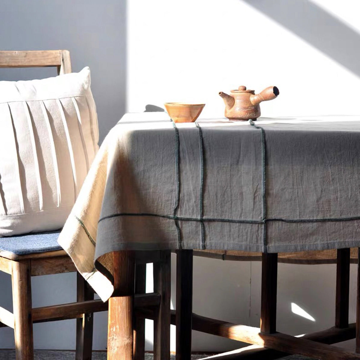 Custom French style  heavy Linen Tablecloth - Teaware Space
