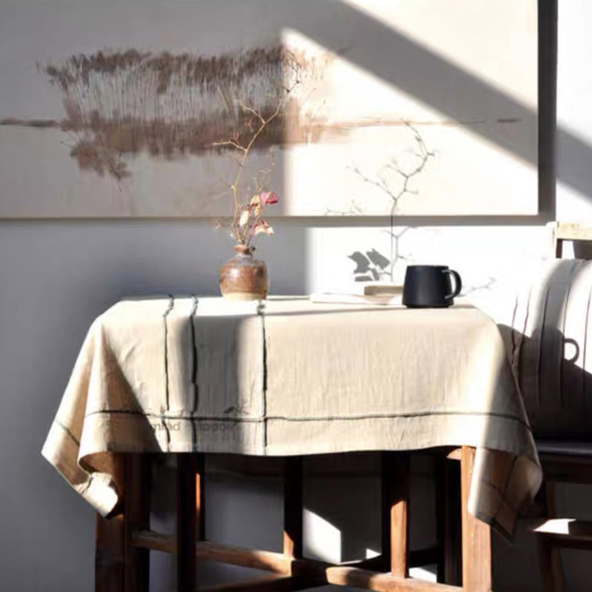 Custom French style  heavy Linen Tablecloth - Teaware Space