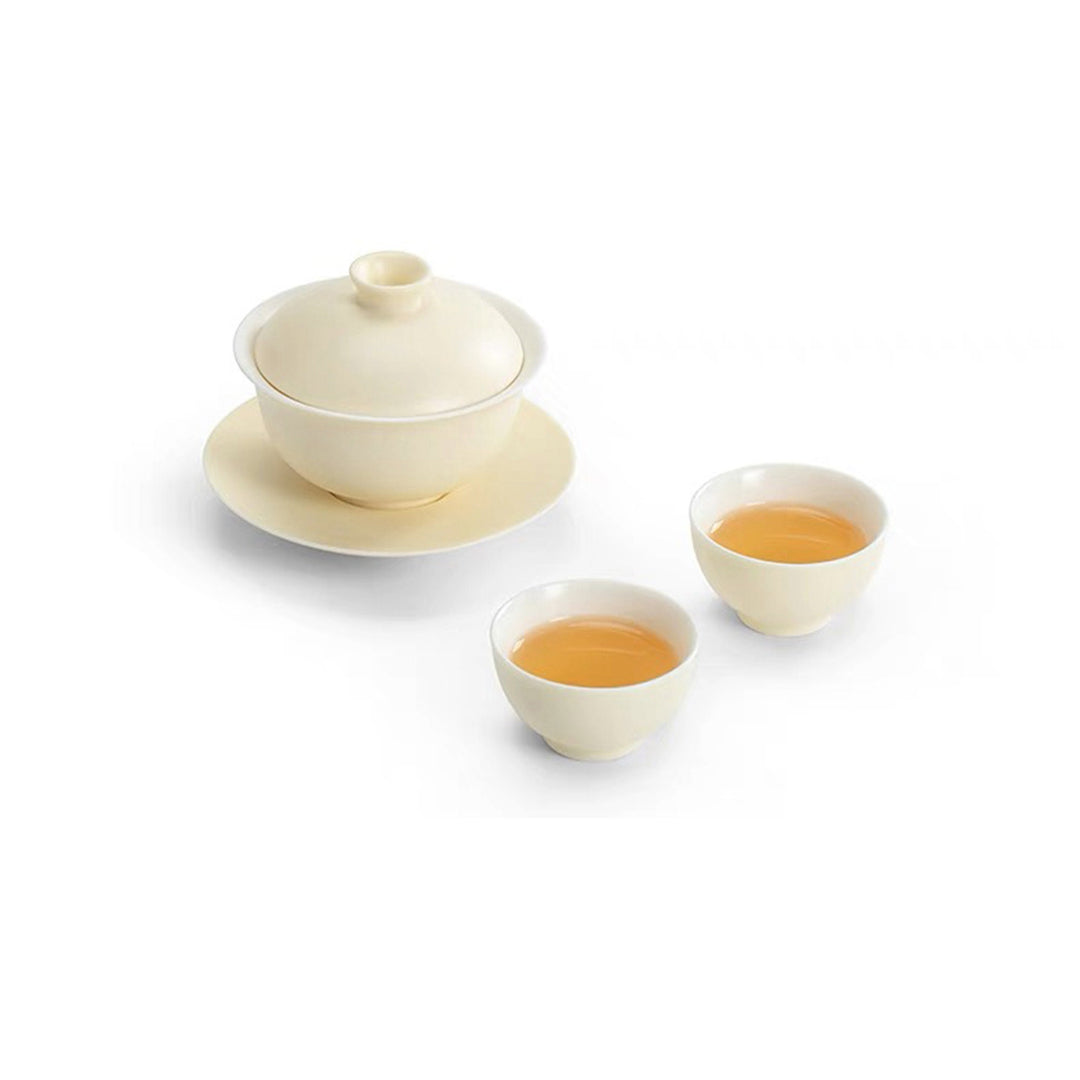 Suet jade 3.7oz Gaiwan tea set | dining table decor | Gift for Gongfu tea lovers