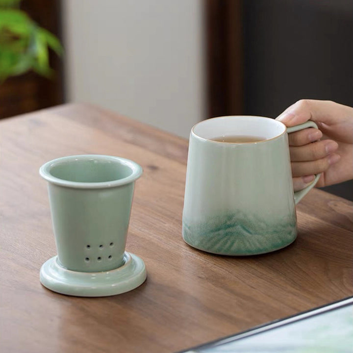 Personalized vintage tea cup with infuser | coffee mug