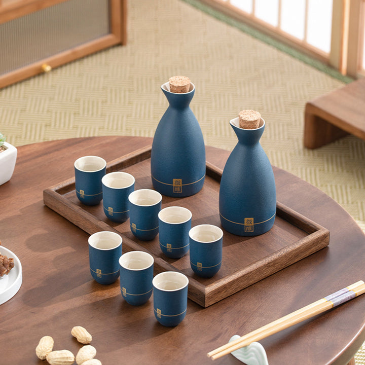 Personalized Japanese sake set with tray  |  Dining table decor | Birthday gift