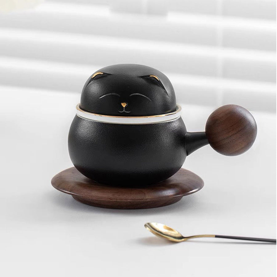 Unique cat tea/coffee mug set with case - Teaware Space