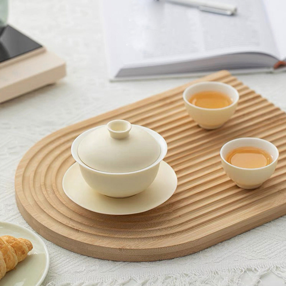 Suet jade 3.7oz Gaiwan tea set | dining table decor | Gift for Gongfu tea lovers - Teaware Space