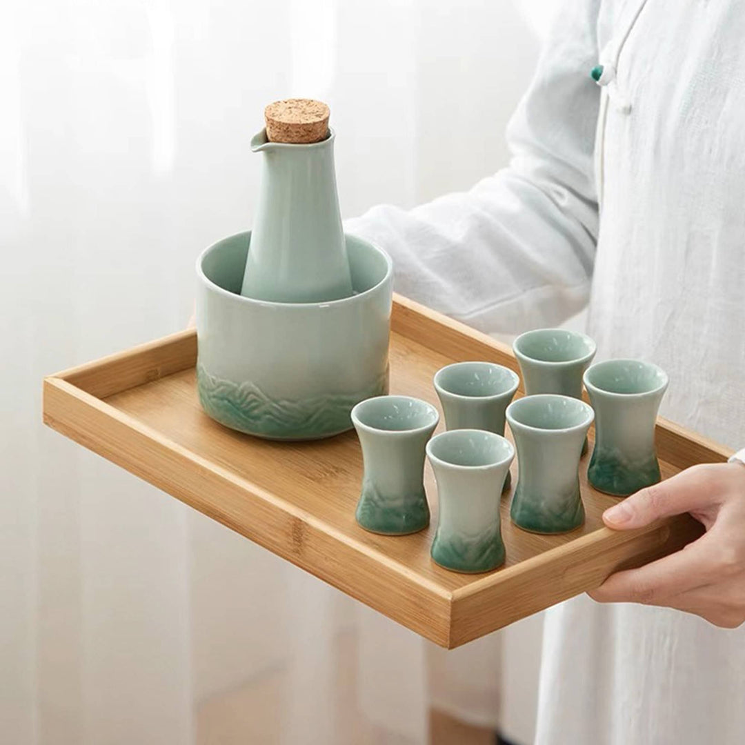 Custom Vintage sake set with warmer and serving tray