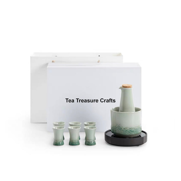 Custom Vintage sake set with warmer and serving tray