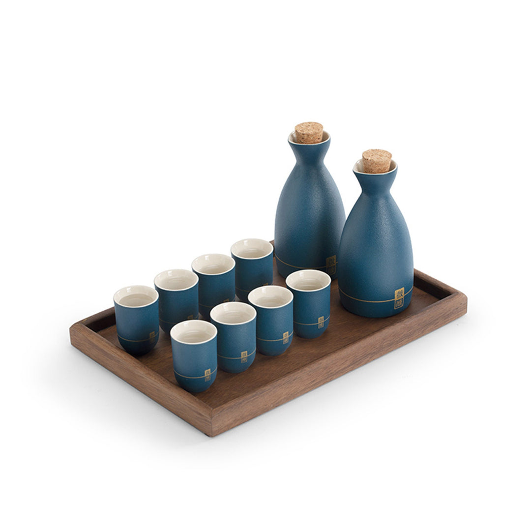 Personalized Japanese sake set with tray  |  Dining table decor | Birthday gift