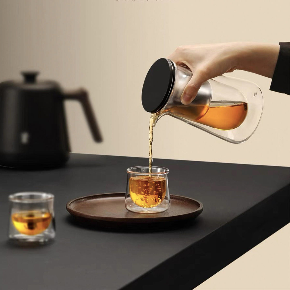Double - Semi automatic glass tea maker set - Teaware Space