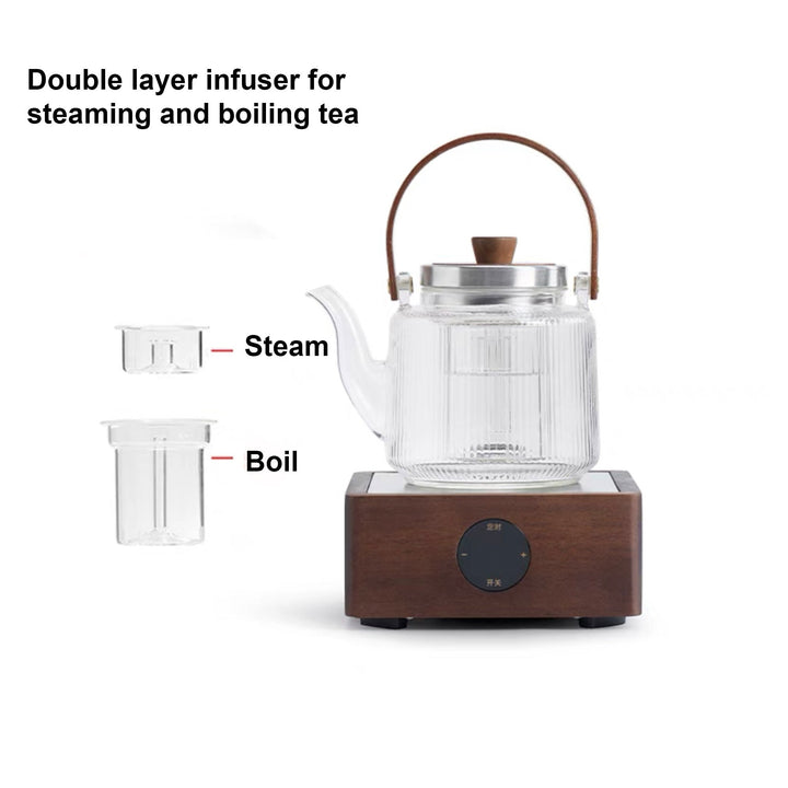 Glass 24/27oz Glass tea kettle with Multifunctions Electric stove