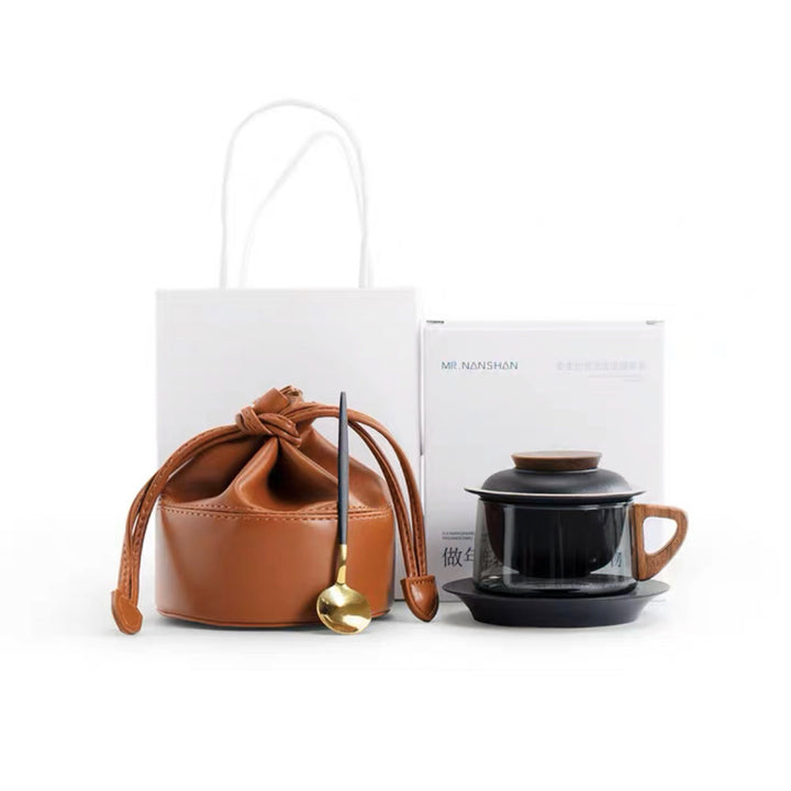 Personalized Travel tea glass mug set