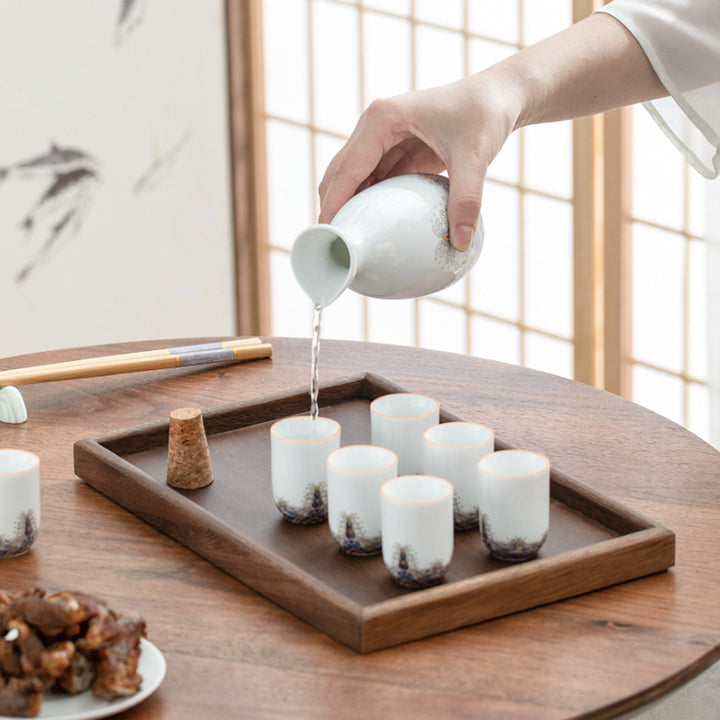 Custom vintage sake set with tray | Gift for him