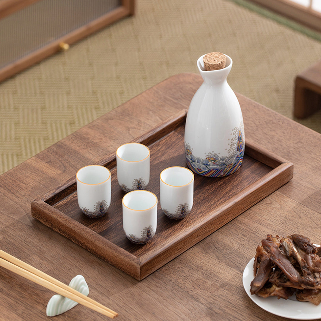 Custom vintage sake set with tray | Gift for him