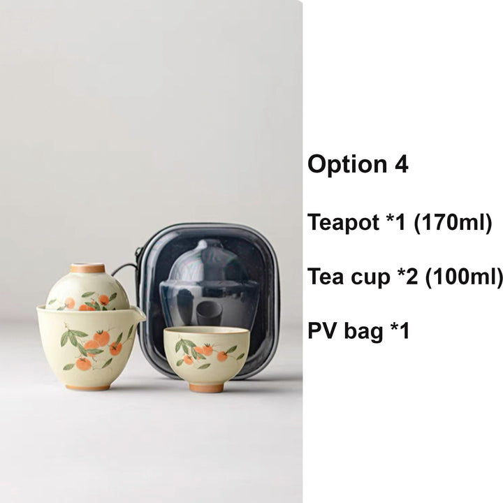 Fall decor vintage travel gaiwan tea set for two