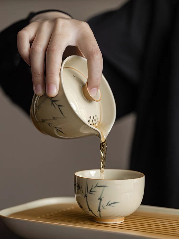 gingerbread girl vintage travel gaiwan tea set for one | table decor | Gift for mom/dad/friends/boss
