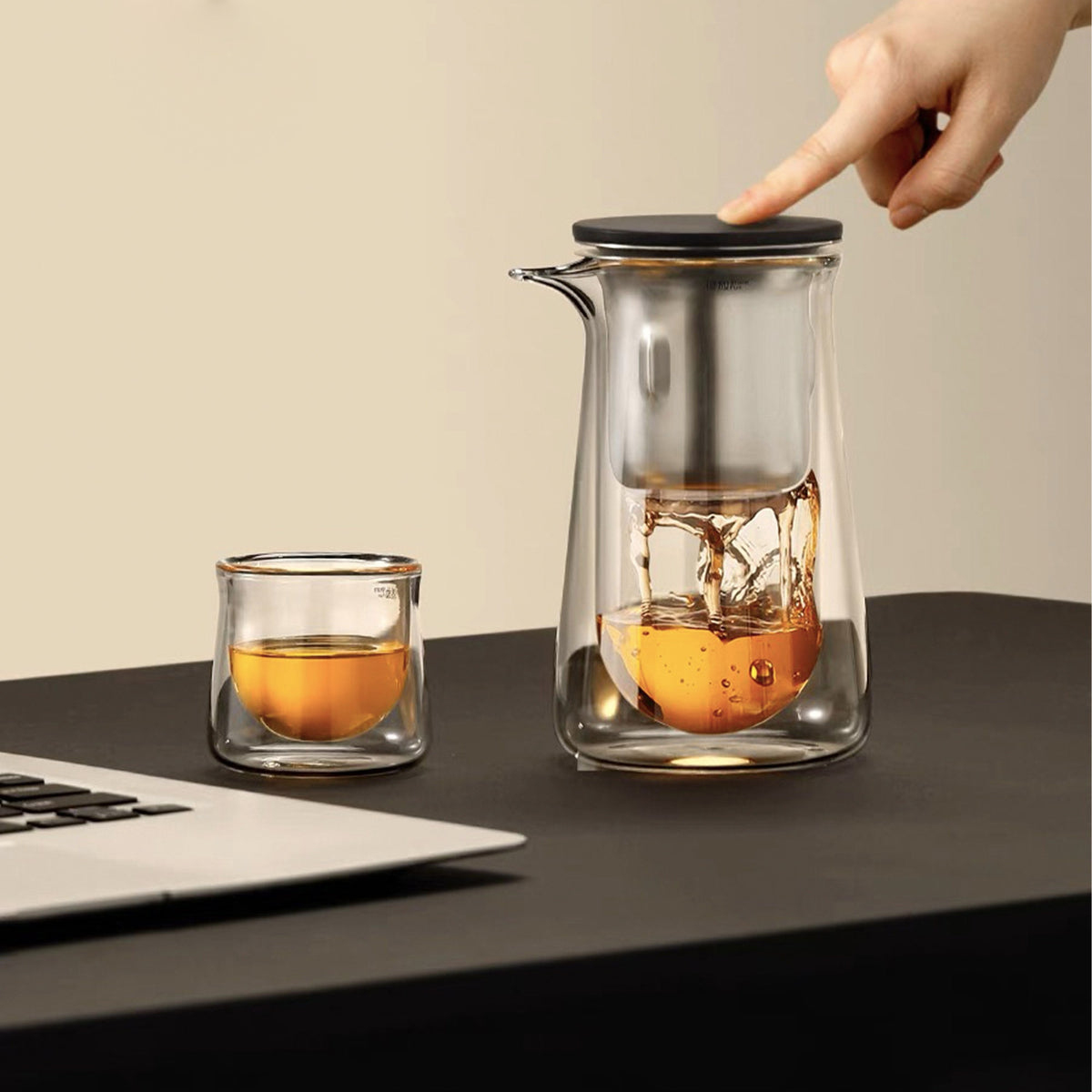 Double - Semi automatic glass tea maker set - Teaware Space