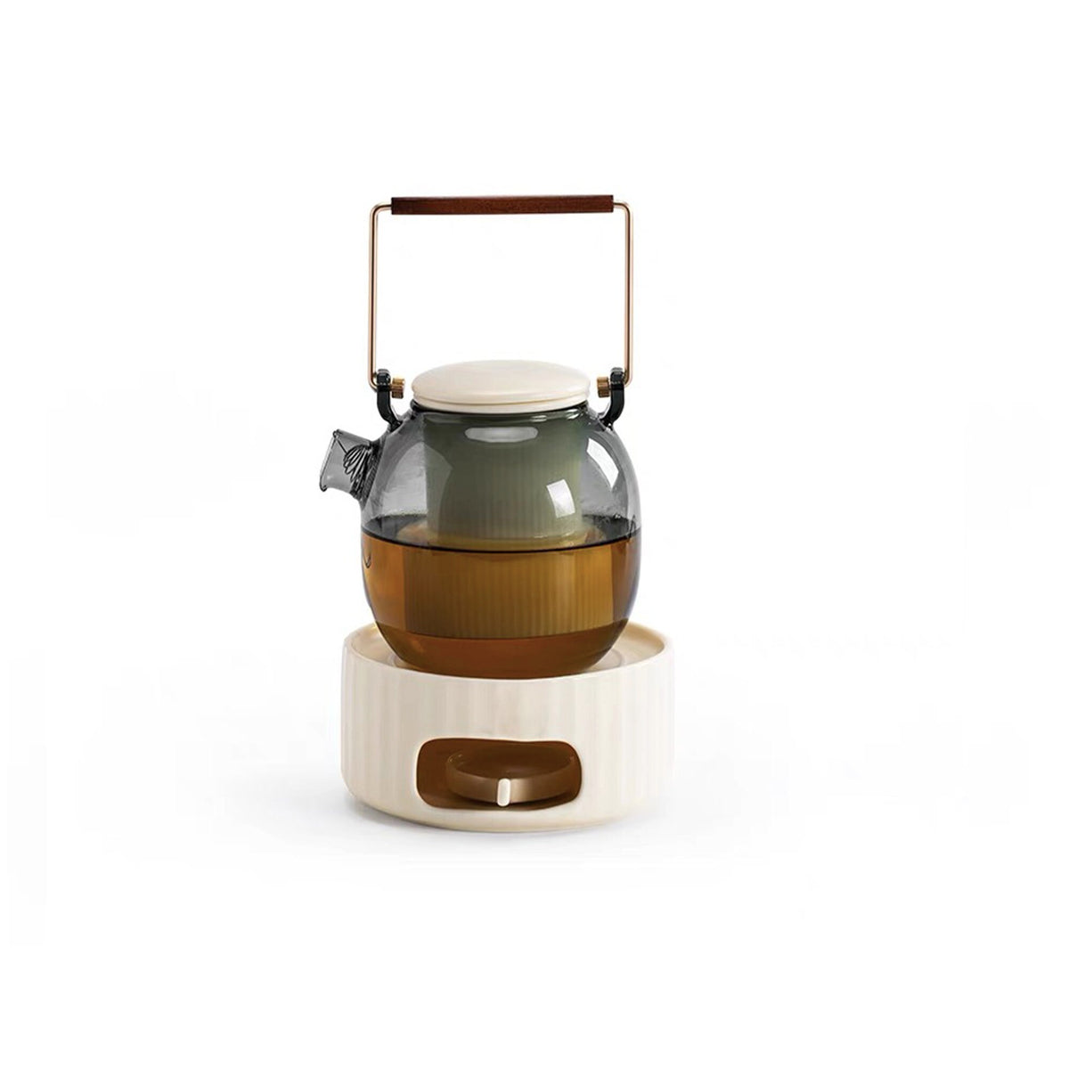 Cozy Glass tea kettle with ceramic candle stove - Teaware Space