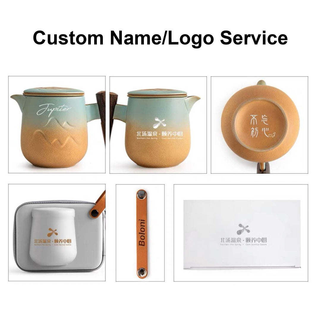 Personalized Travel Tea Set for two | 1 teapot with 4 cups | boho decor | Gift for him