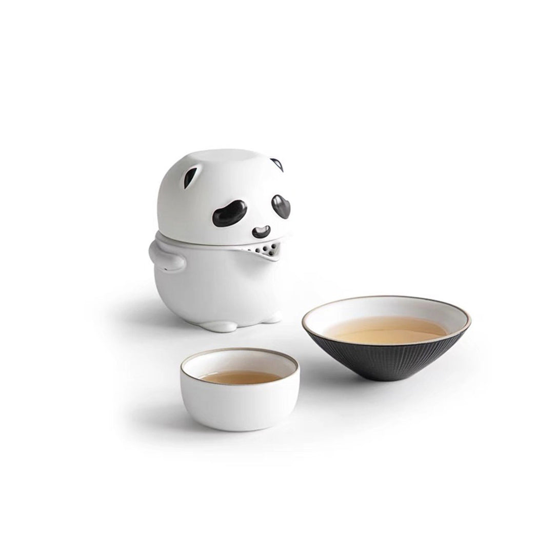 Cute Panda travel tea set for two