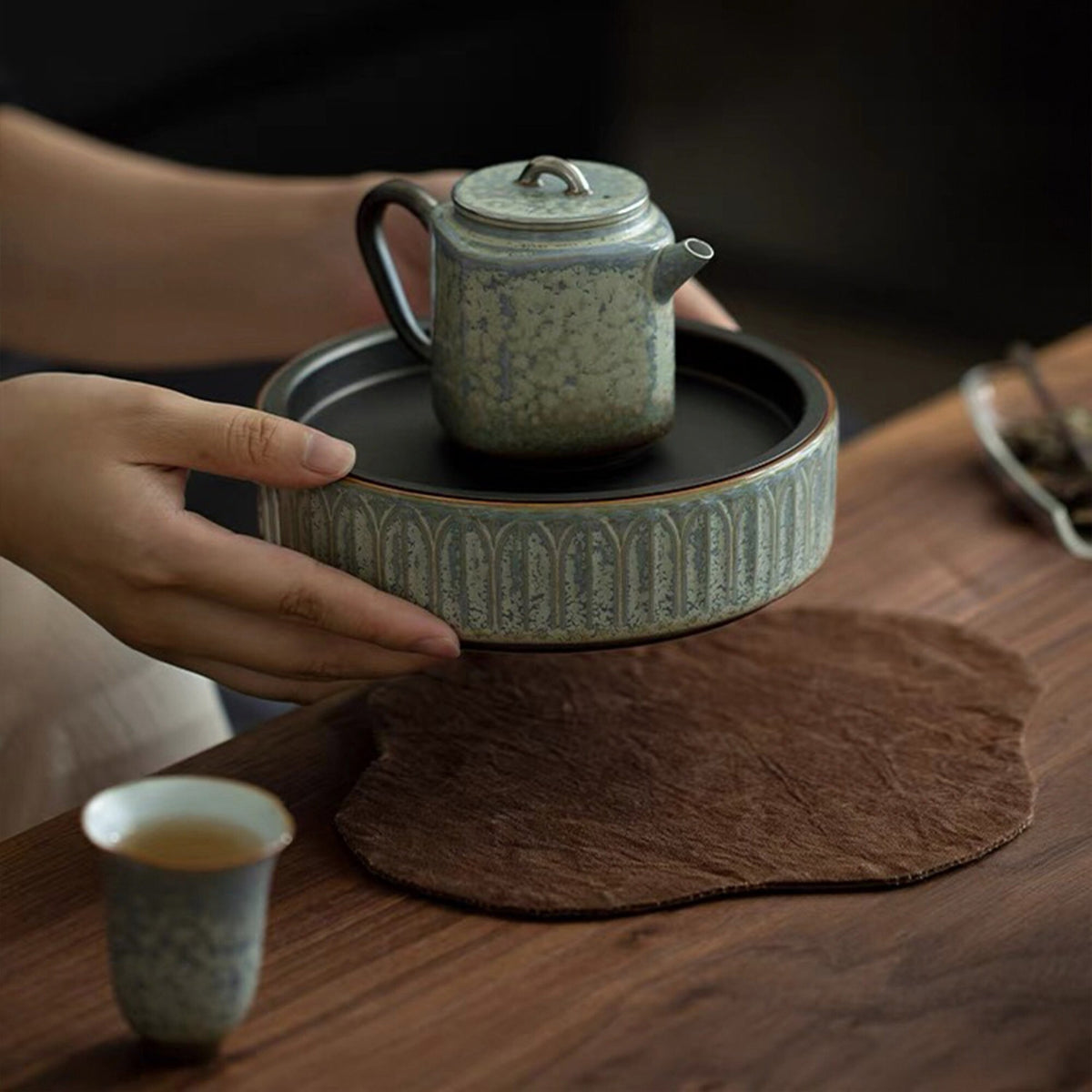 Vintage Style Kung Fu Tea Tray with drainage - Teaware Space