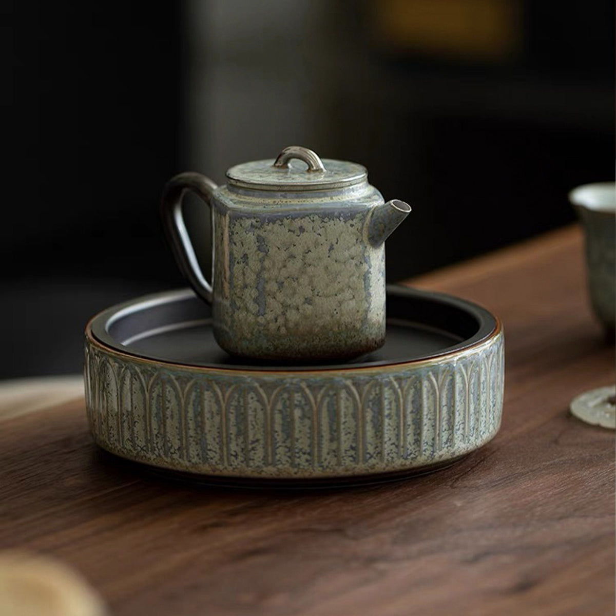 Vintage Kung Fu Teapot with Tray set | furnace glaze ceramics | Christmas decor | Wedding gift - Teaware Space