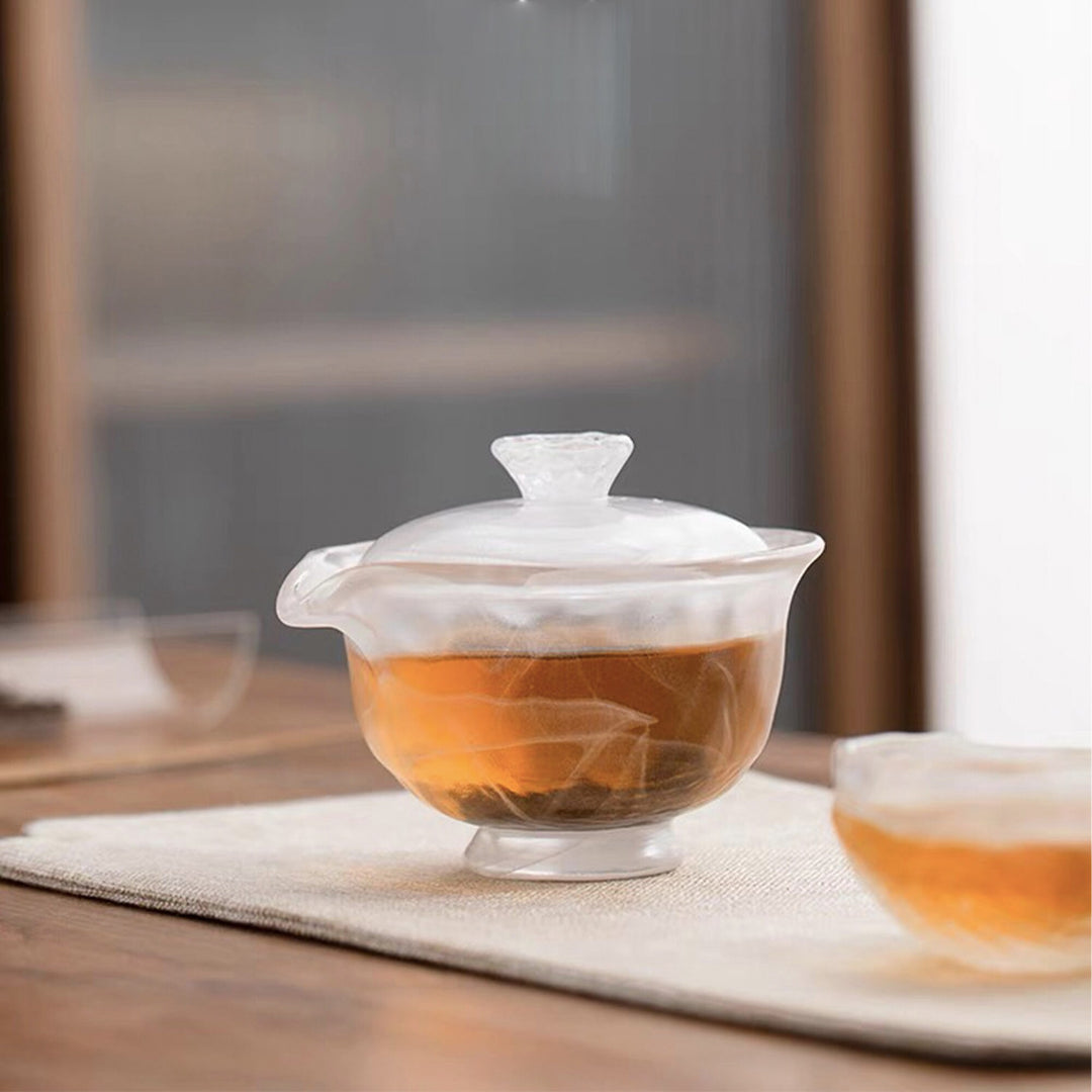 Hand crafted Unique Gaiwan tea set | ice glazed teapot