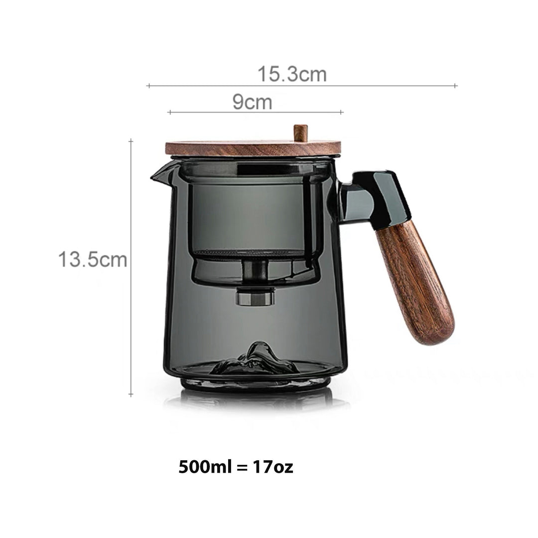 3D mountain design 17oz glass kettle for lose tea