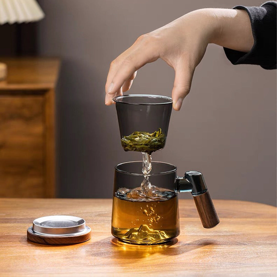 3D Boho Glass tea cup with infuser