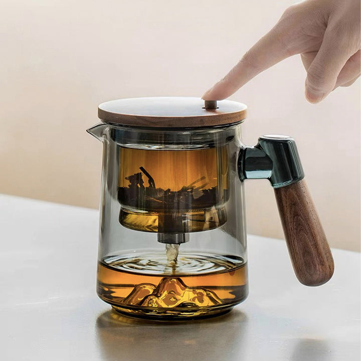 3D mountain design 17oz glass kettle for lose tea