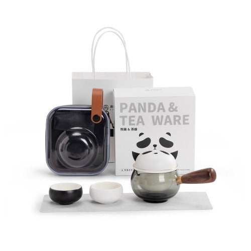 portable tea set with case | panda tea mugs, tea set for two 